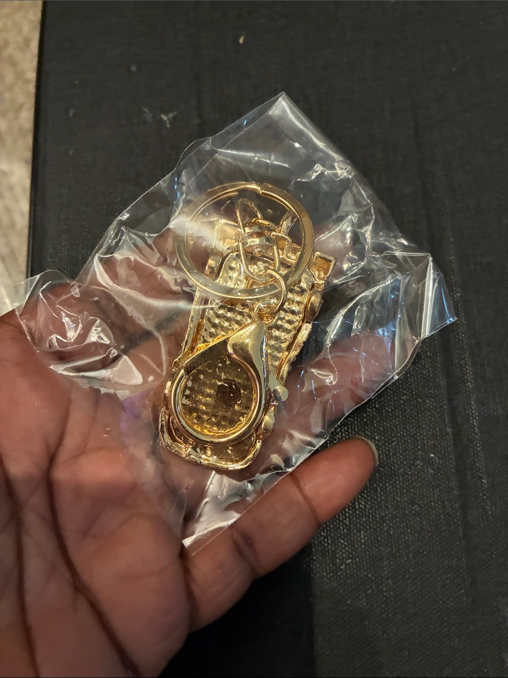 Gold and Blue Crystal Car Keychain - Picture 3 of 5